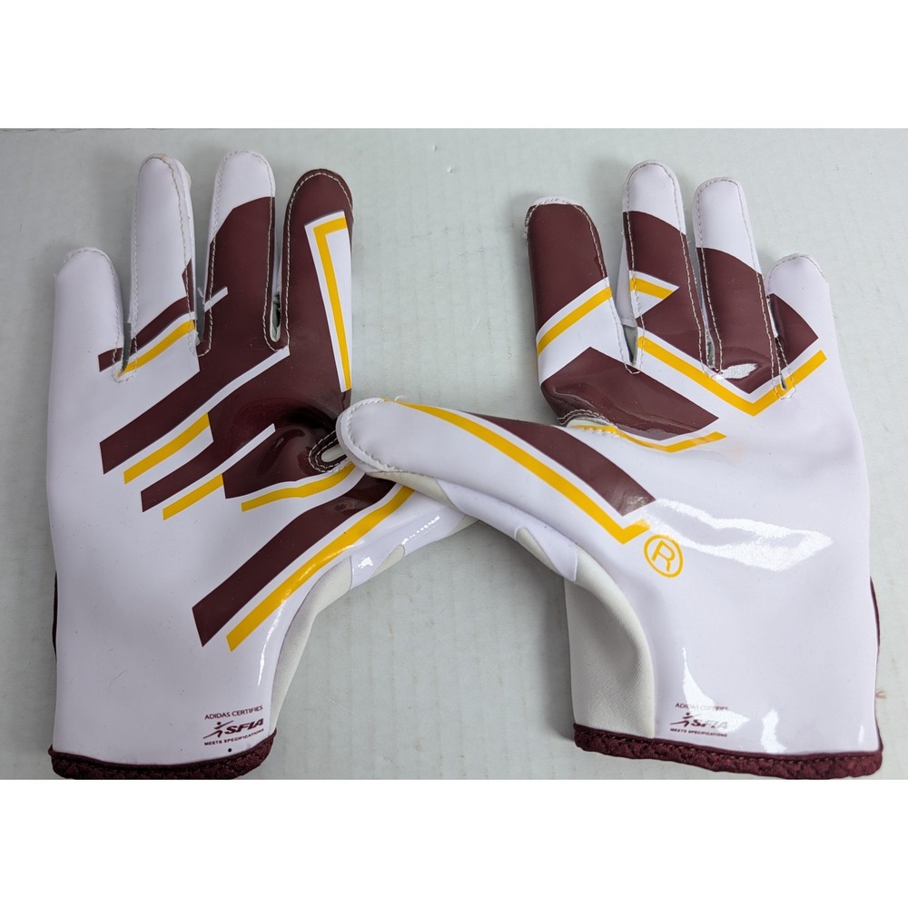 Adidas Adizero 5-Star 7.0 Football Receiver Gloves White Burgundy Gold Adult XL
